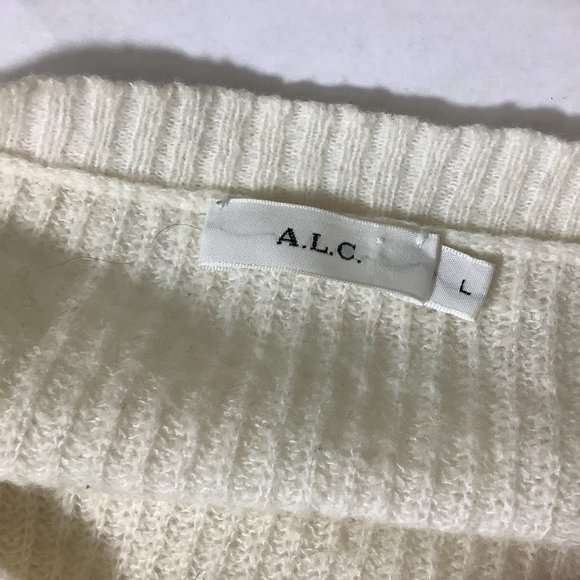 A.L.C. Meryl Wool Blend Ivory Multicolor Stripe Sweater L - Picture 6 of 8